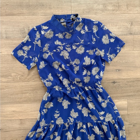 Lulus Floral Print Royal Blue Midi Dress XS/S - Picture 6 of 12